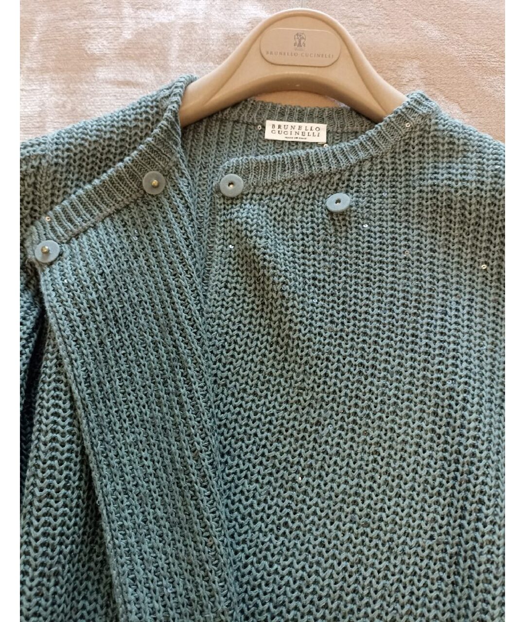 BRUNELLO CUCINELLI Зеленый хлопковый джемпер / свитер, фото 4