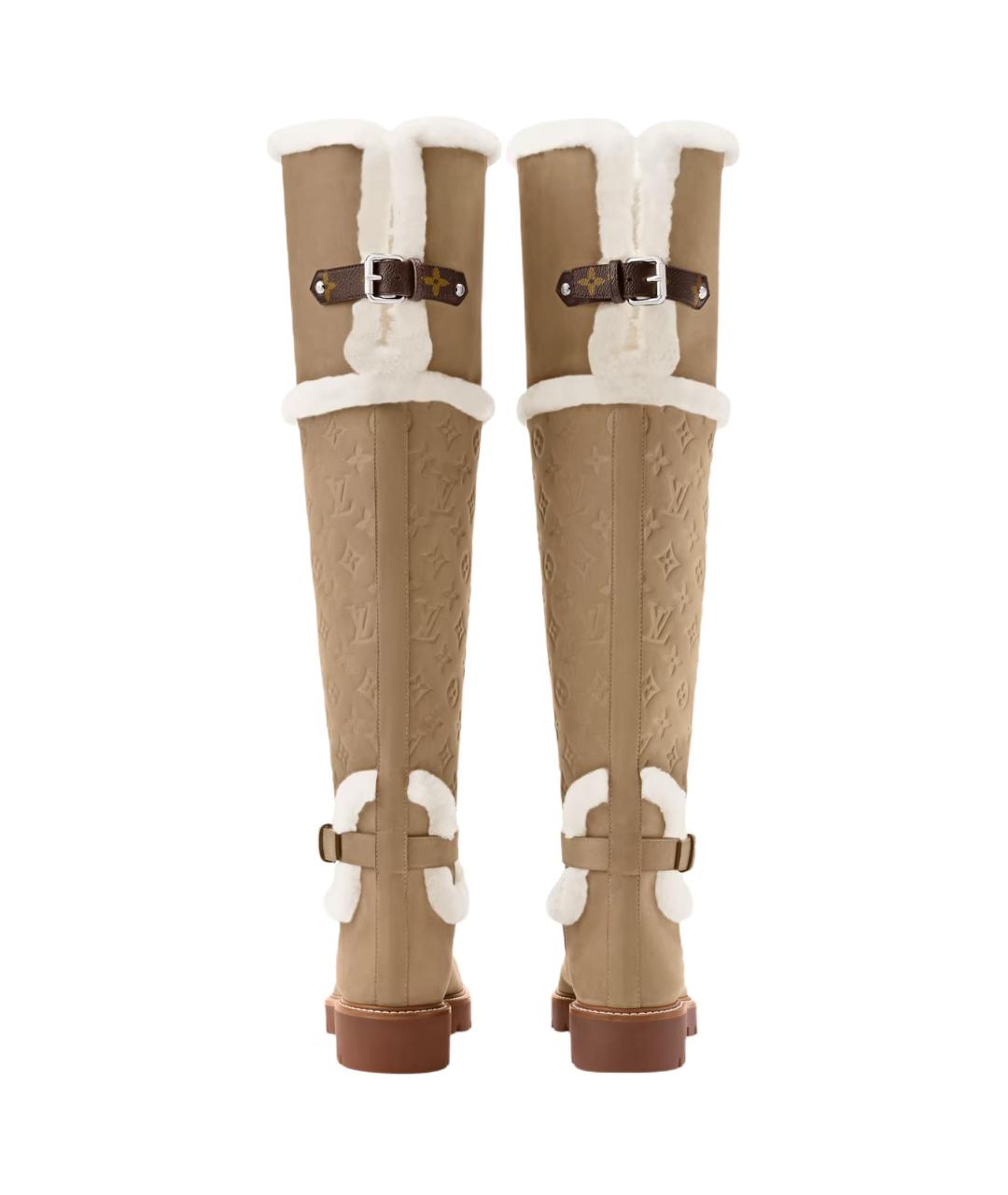 LOUIS VUITTON Бежевые нубуковые сапоги, фото 5