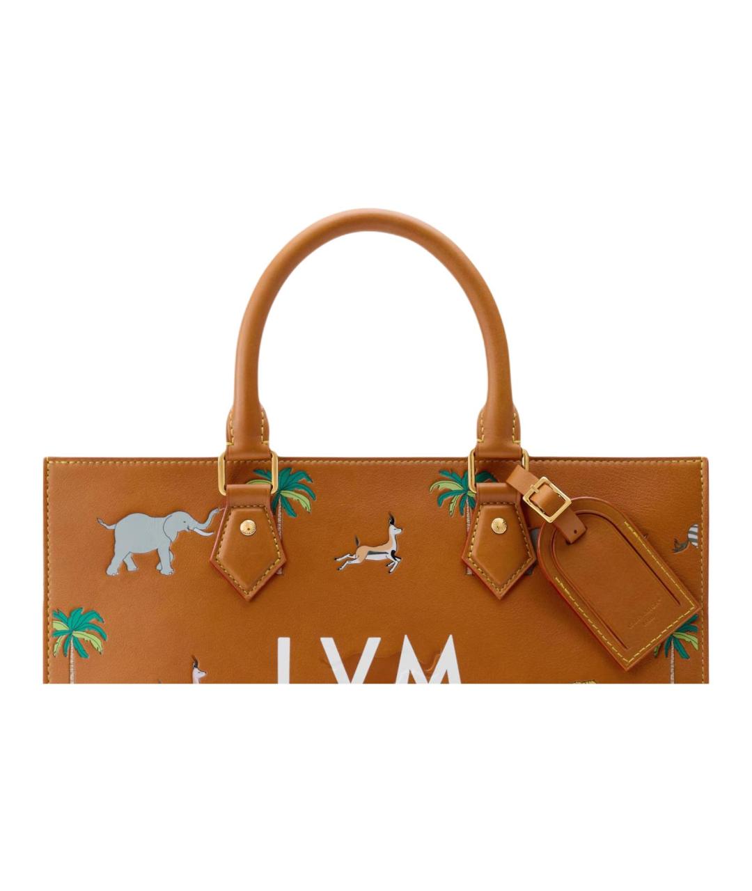 LOUIS VUITTON Коричневая кожаная сумка тоут, фото 4