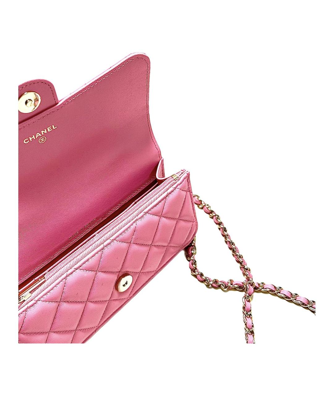 CHANEL Розовая кожаная сумка через плечо, фото 4