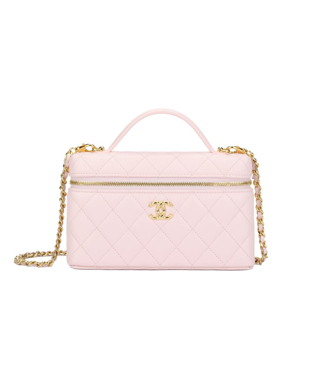 CHANEL Розовая кожаная сумка с короткими ручками, фото 1