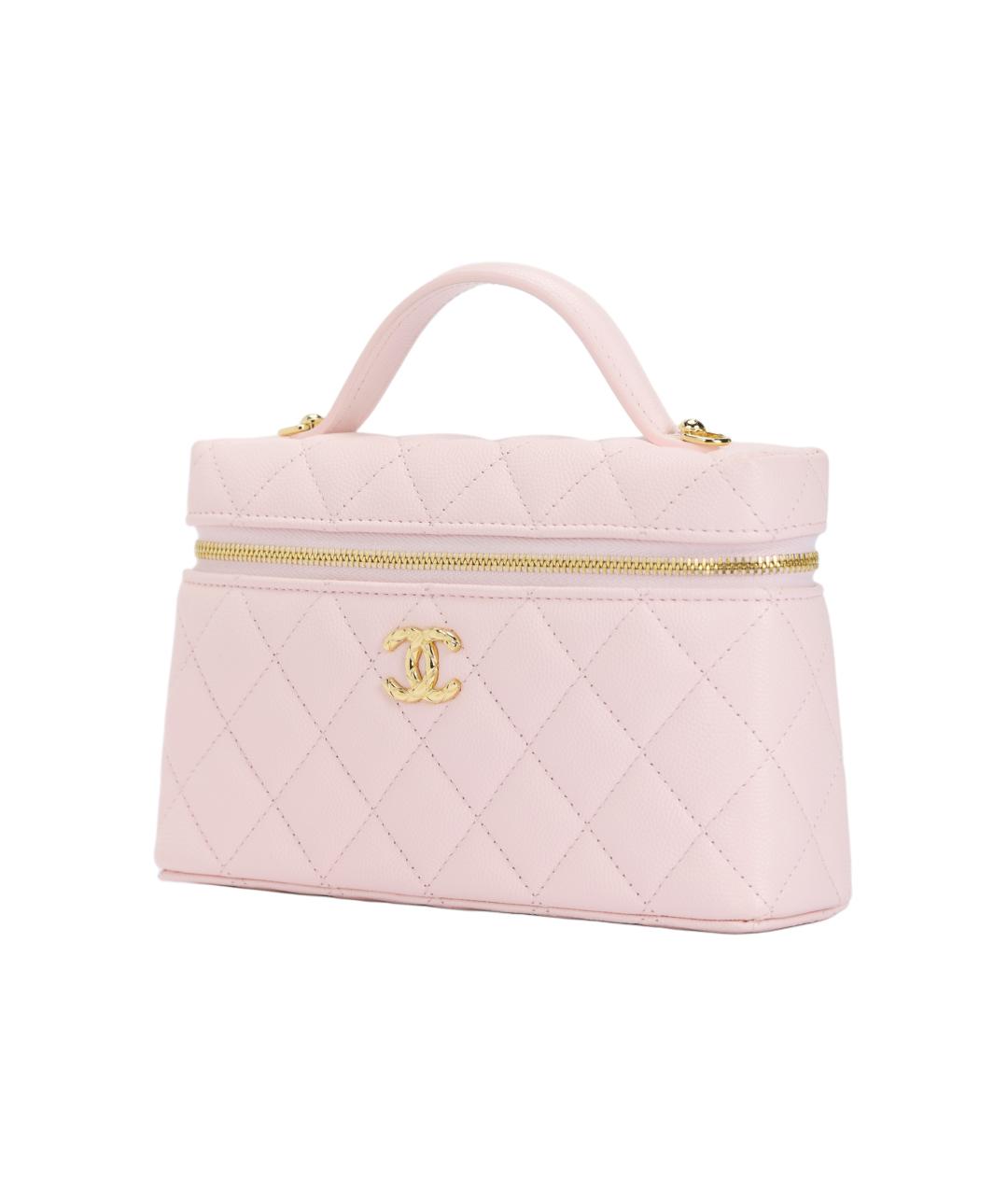 CHANEL Розовая кожаная сумка с короткими ручками, фото 2