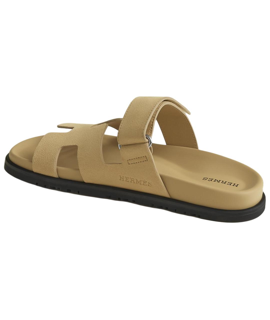 HERMES Желтые замшевые сандалии, фото 5