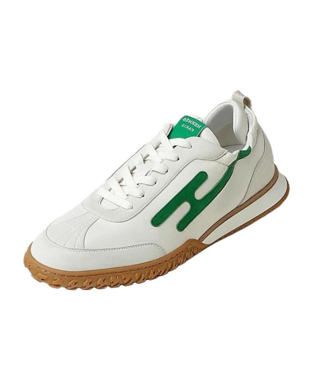 HERMES Белые кожаные низкие кроссовки / кеды, фото 4