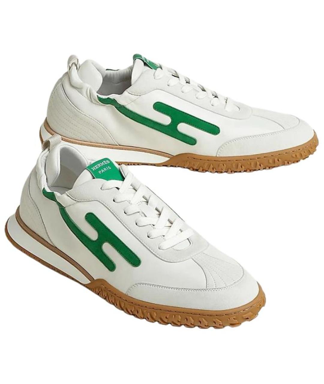 HERMES Белые кожаные низкие кроссовки / кеды, фото 3