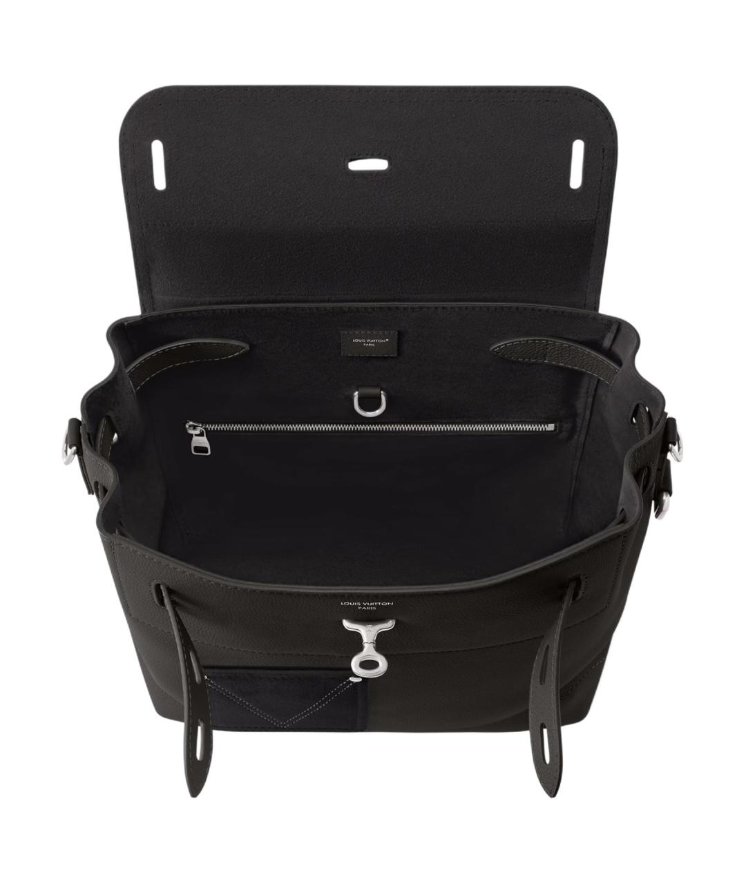 LOUIS VUITTON Черная кожаная сумка тоут, фото 5
