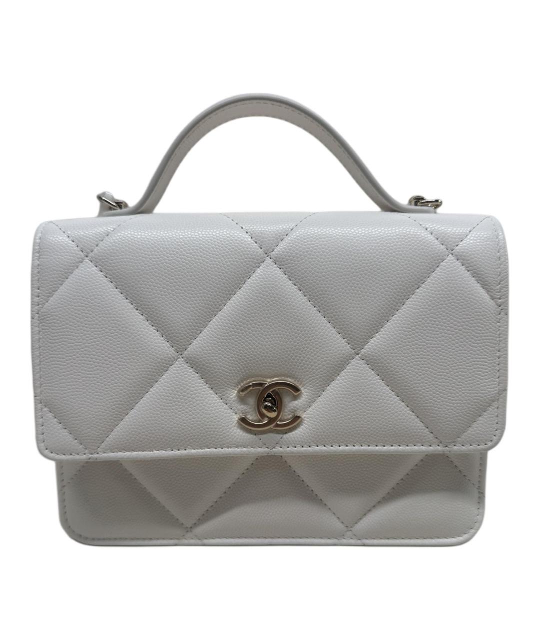 CHANEL Белая кожаная сумка через плечо, фото 3