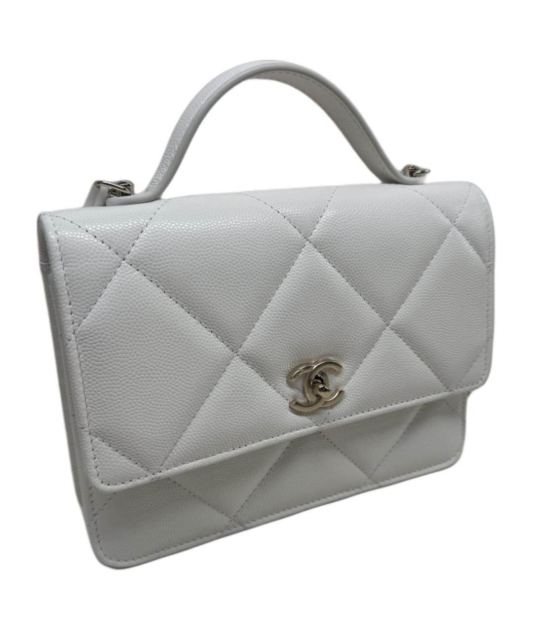 CHANEL Белая кожаная сумка через плечо, фото 5