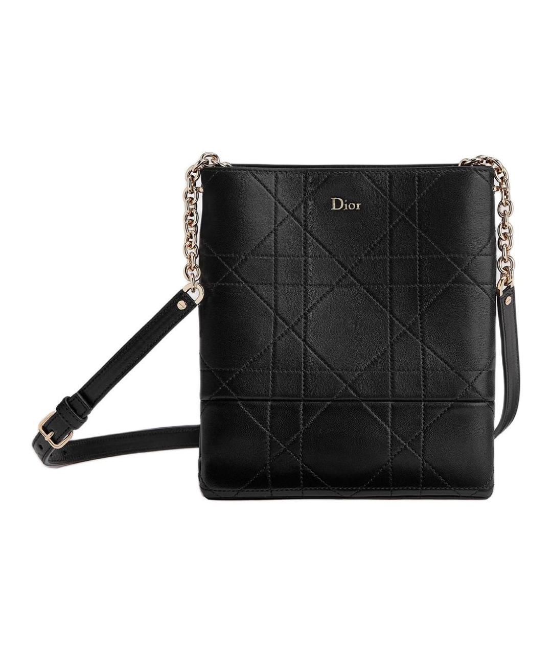 CHRISTIAN DIOR Черная кожаная сумка через плечо, фото 1