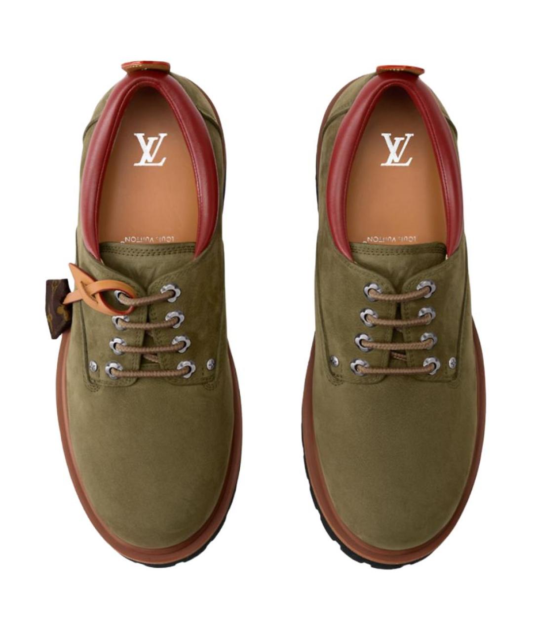 LOUIS VUITTON Зеленые нубуковые низкие ботинки, фото 5