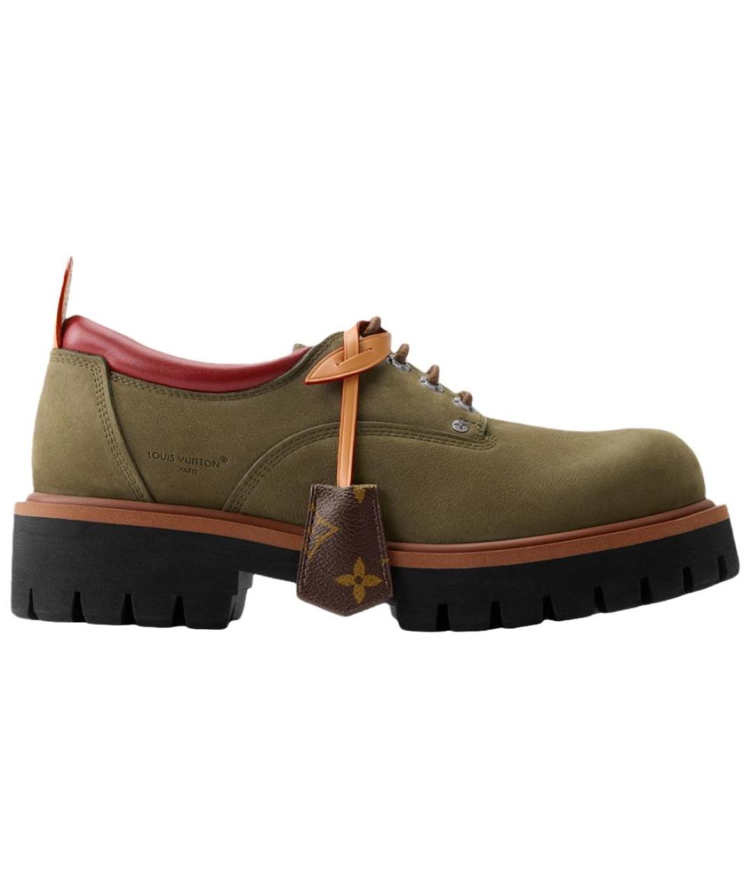 LOUIS VUITTON Зеленые нубуковые низкие ботинки, фото 1