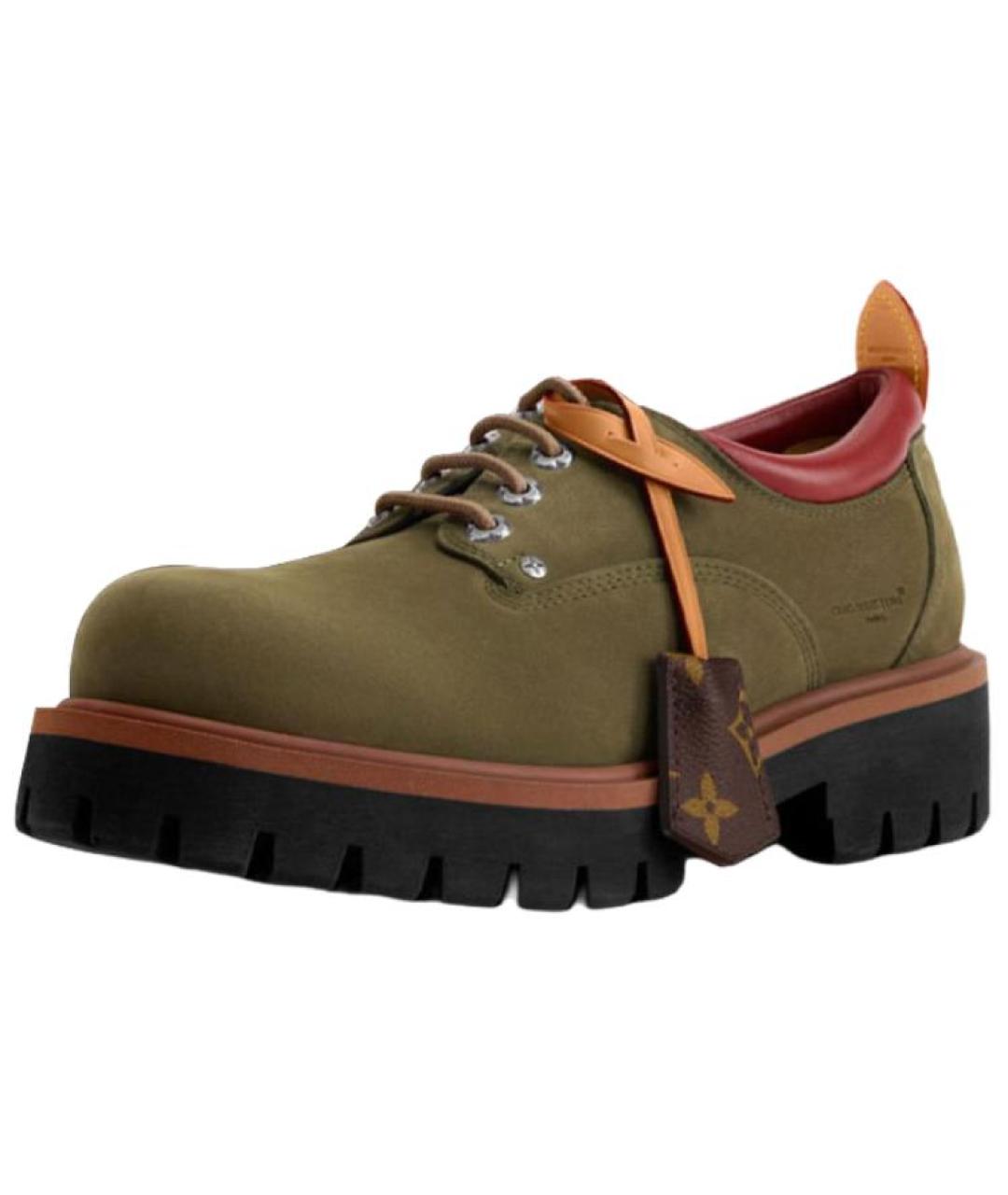 LOUIS VUITTON Зеленые нубуковые низкие ботинки, фото 3