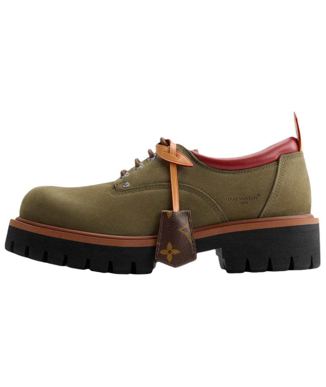 LOUIS VUITTON Зеленые нубуковые низкие ботинки, фото 2