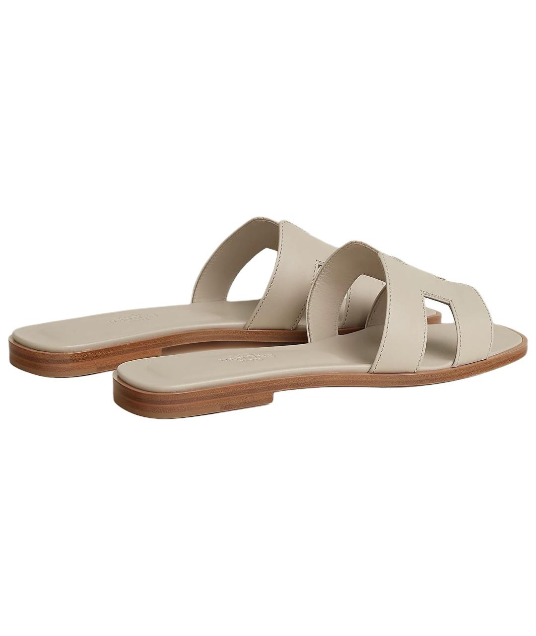 HERMES Бежевые кожаные сандалии, фото 5