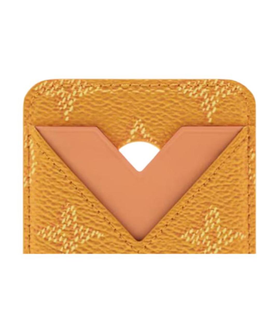 LOUIS VUITTON Желтый кожаный кардхолдер, фото 5