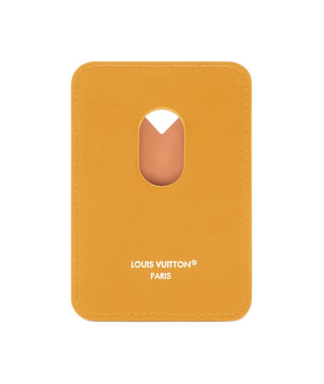 LOUIS VUITTON Желтый кожаный кардхолдер, фото 3