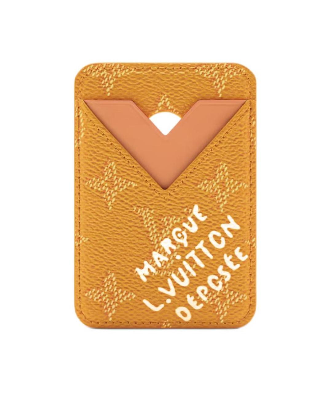 LOUIS VUITTON Желтый кожаный кардхолдер, фото 1