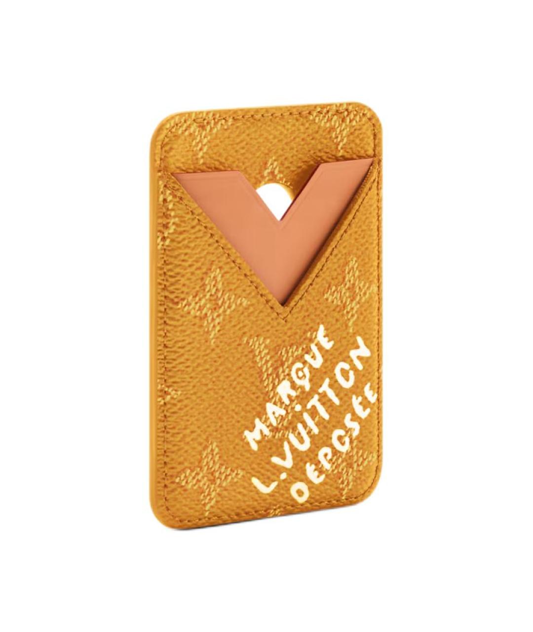 LOUIS VUITTON Желтый кожаный кардхолдер, фото 2