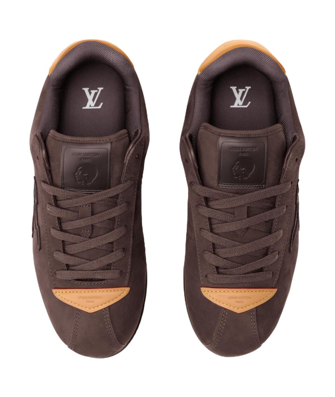 LOUIS VUITTON Коричневые кожаные низкие кроссовки / кеды, фото 4