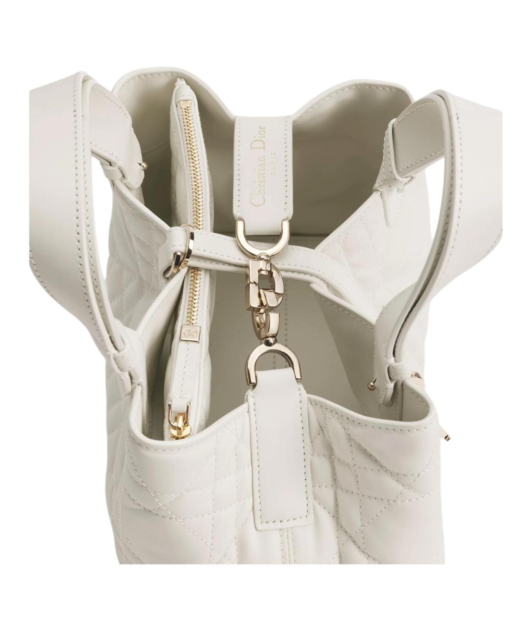 CHRISTIAN DIOR Белая кожаная сумка через плечо, фото 5