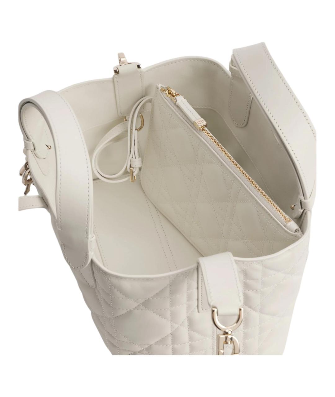 CHRISTIAN DIOR Белая кожаная сумка через плечо, фото 4