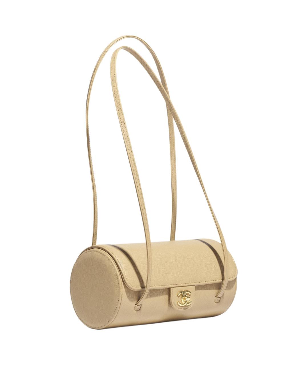 CHANEL Бежевая кожаная сумка через плечо, фото 2