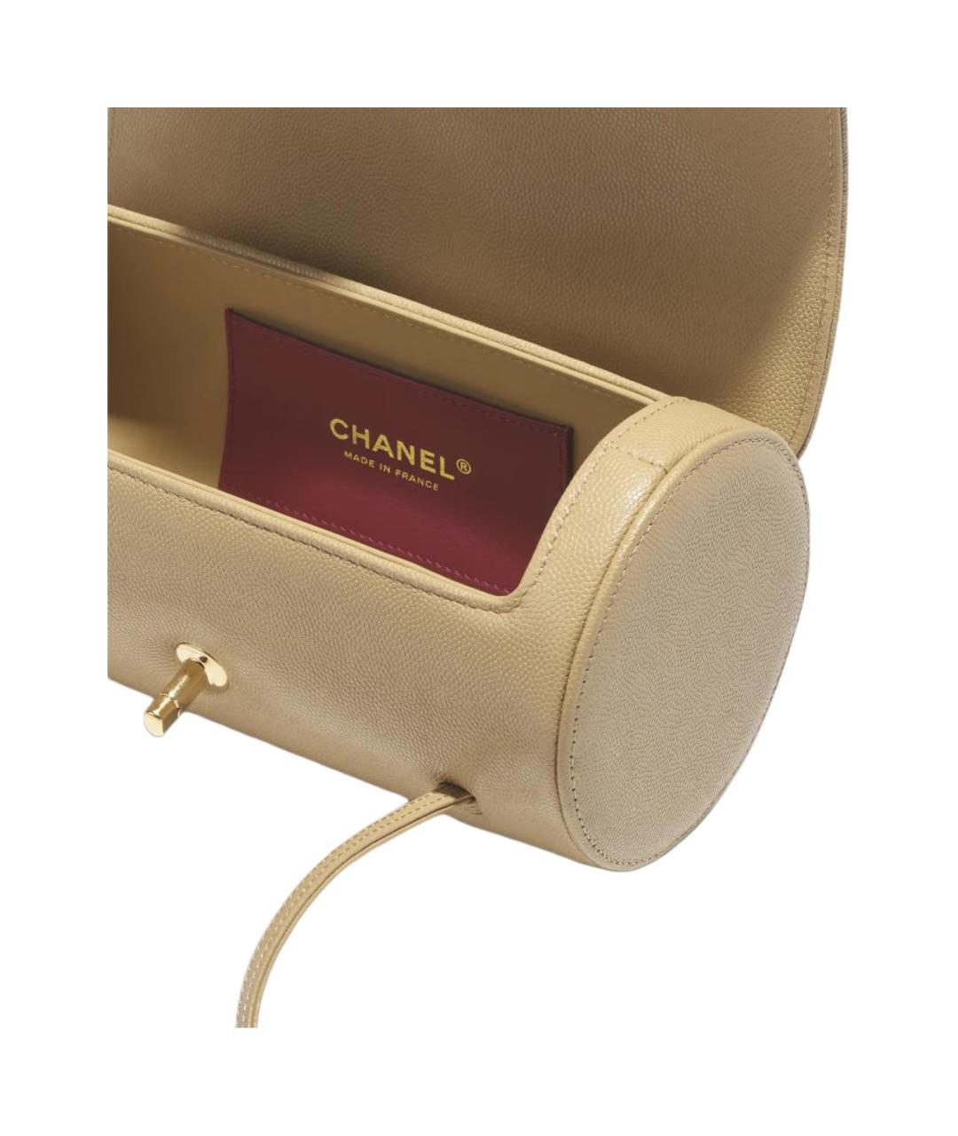 CHANEL Бежевая кожаная сумка через плечо, фото 4