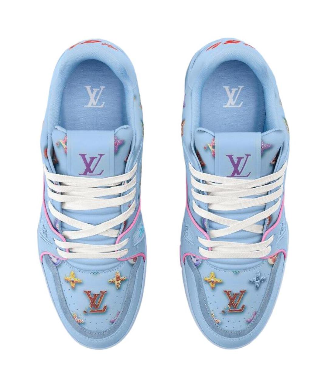 LOUIS VUITTON Синие кожаные низкие кроссовки / кеды, фото 4