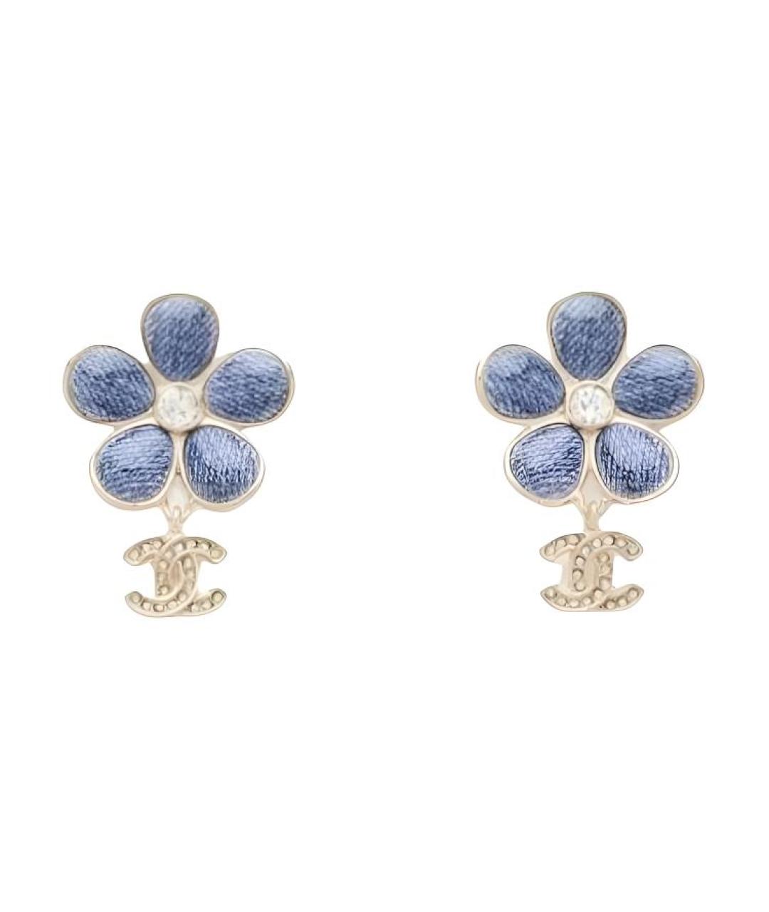 CHANEL Синие металлические серьги, фото 1