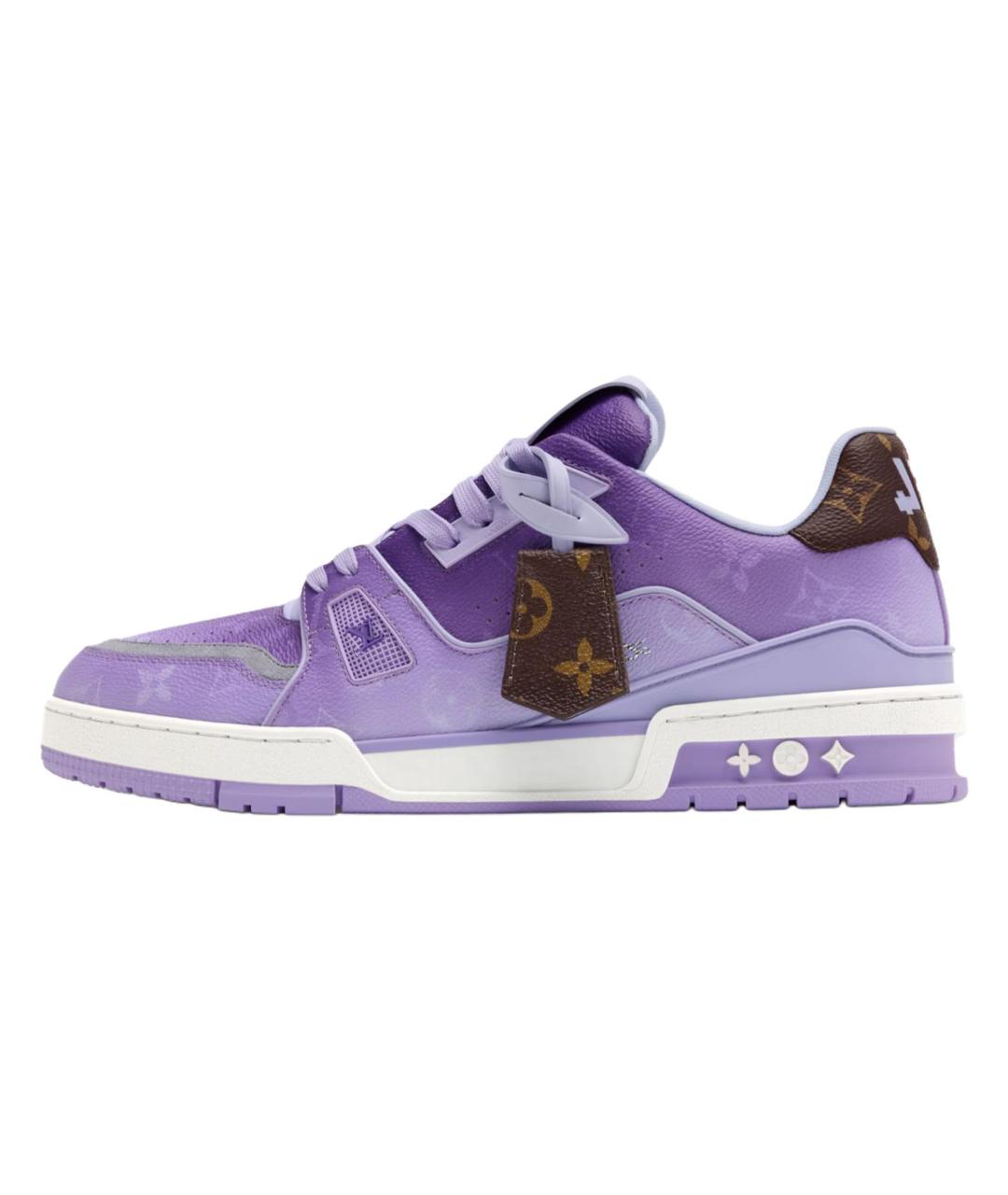 LOUIS VUITTON Фиолетовые кожаные кроссовки, фото 2