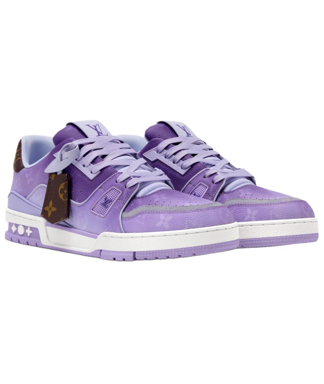 LOUIS VUITTON Фиолетовые кожаные кроссовки, фото 3