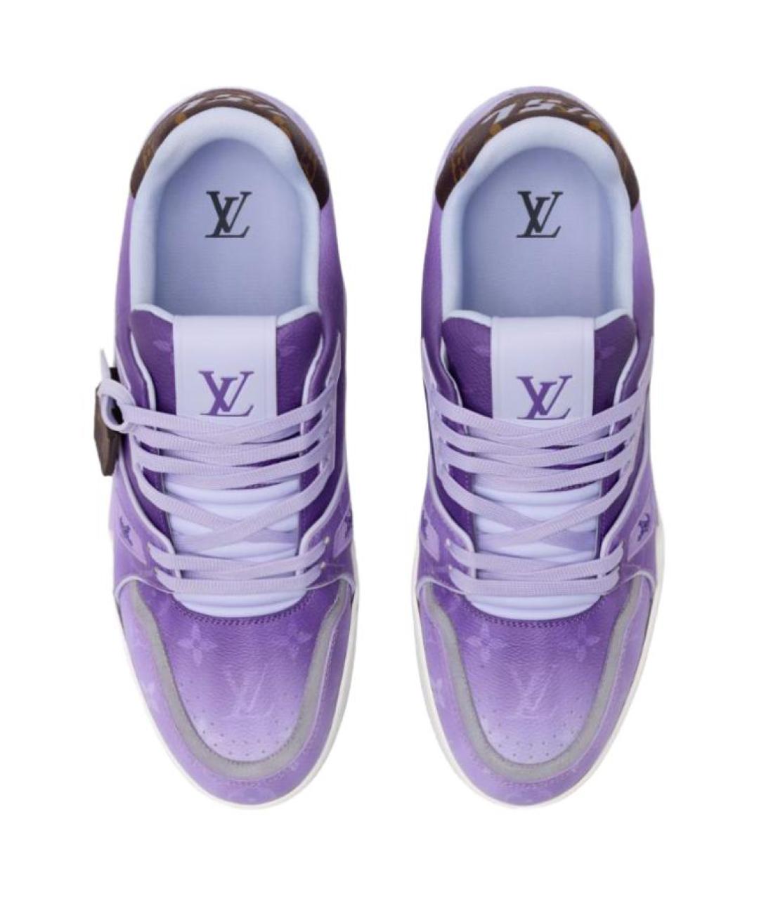 LOUIS VUITTON Фиолетовые кожаные кроссовки, фото 4