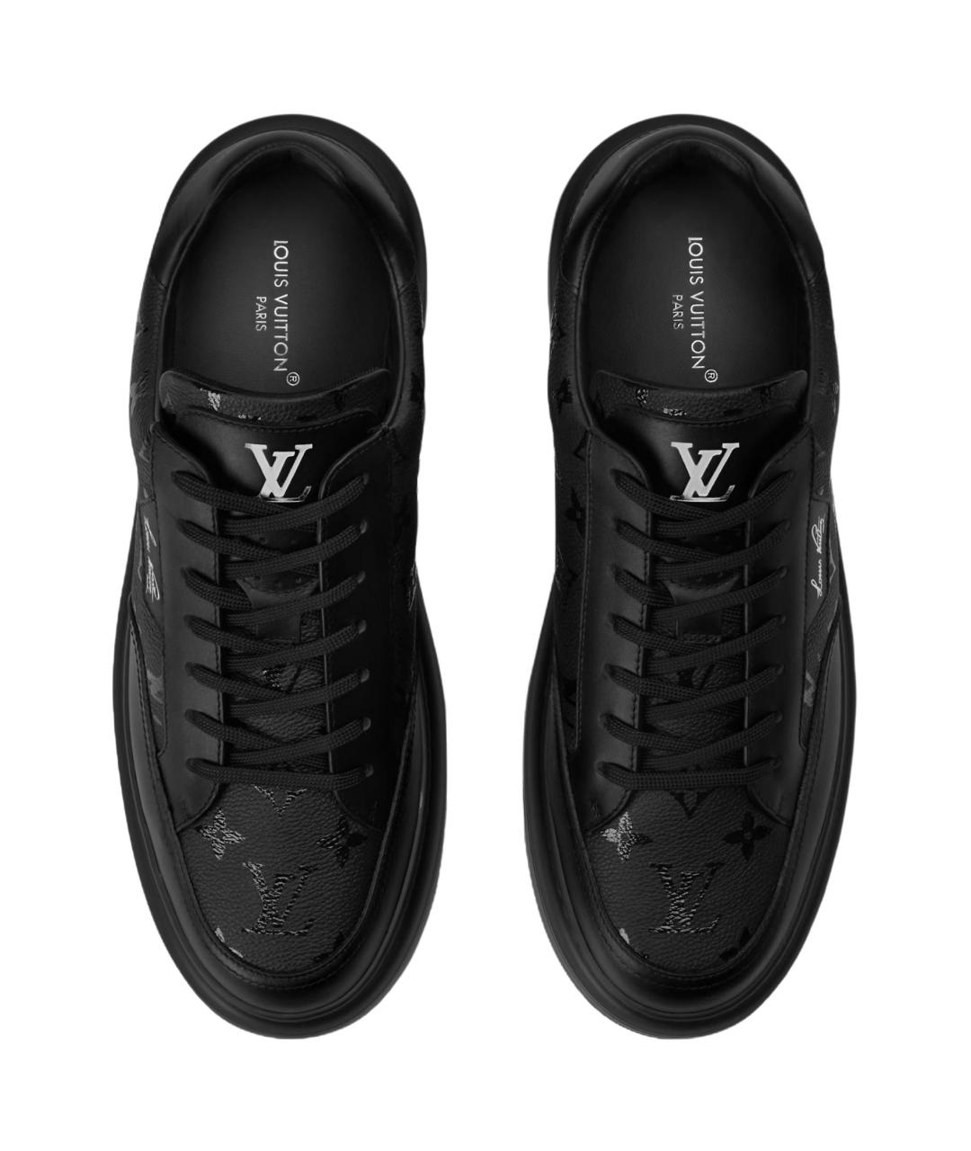 LOUIS VUITTON Черные кожаные низкие кроссовки / кеды, фото 3