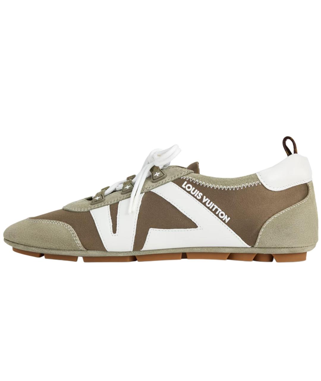 LOUIS VUITTON Хаки кожаные кроссовки, фото 2
