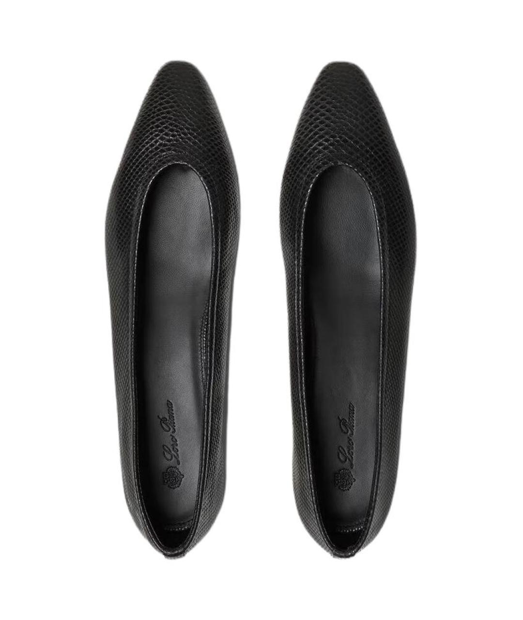 LORO PIANA Черные балетки из экзотической кожи, фото 5