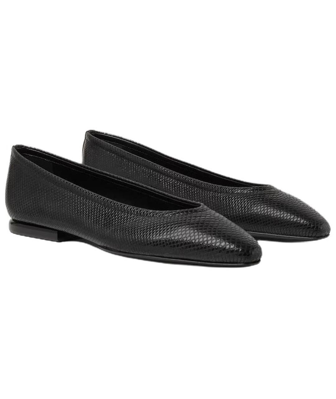 LORO PIANA Черные балетки из экзотической кожи, фото 3