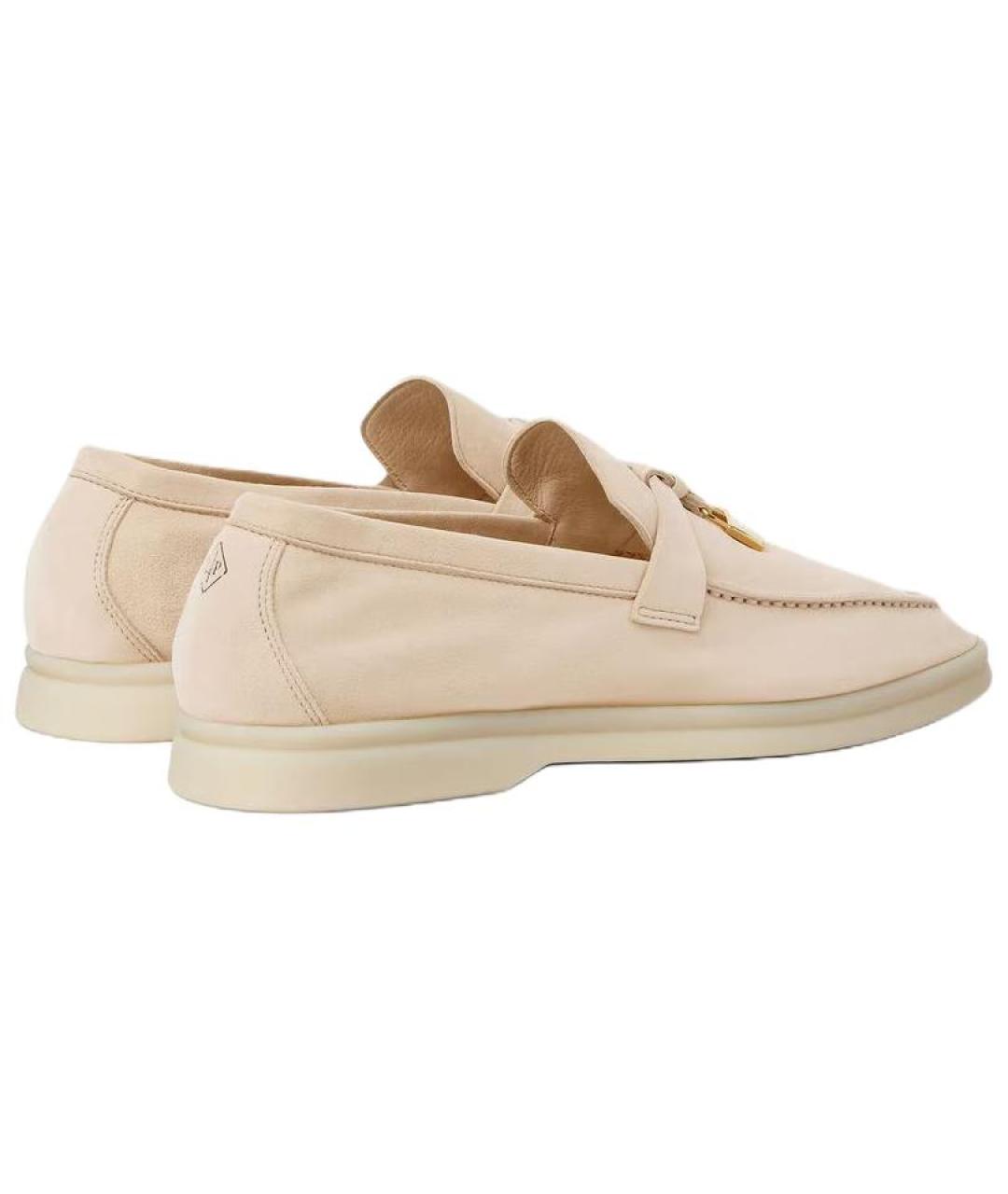 LORO PIANA Бежевые кожаные лоферы, фото 4