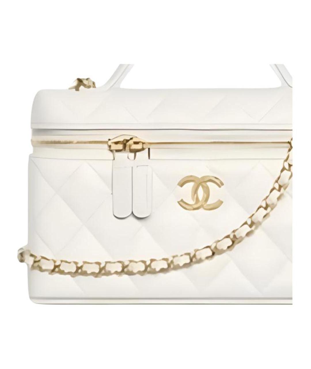 CHANEL Белая кожаная косметичка, фото 3
