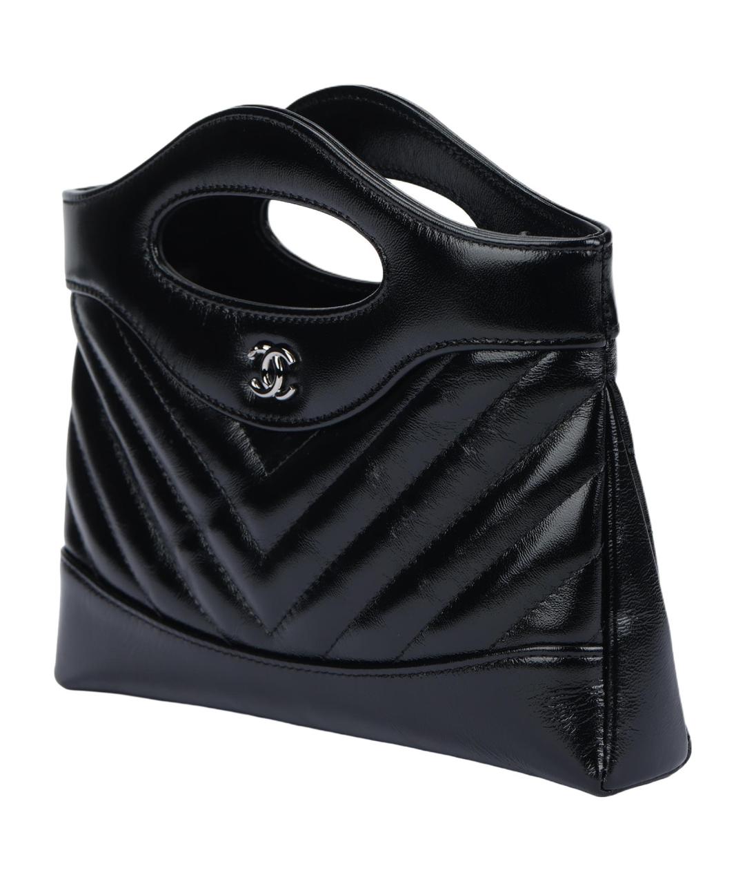 CHANEL Черная кожаная сумка с короткими ручками, фото 4