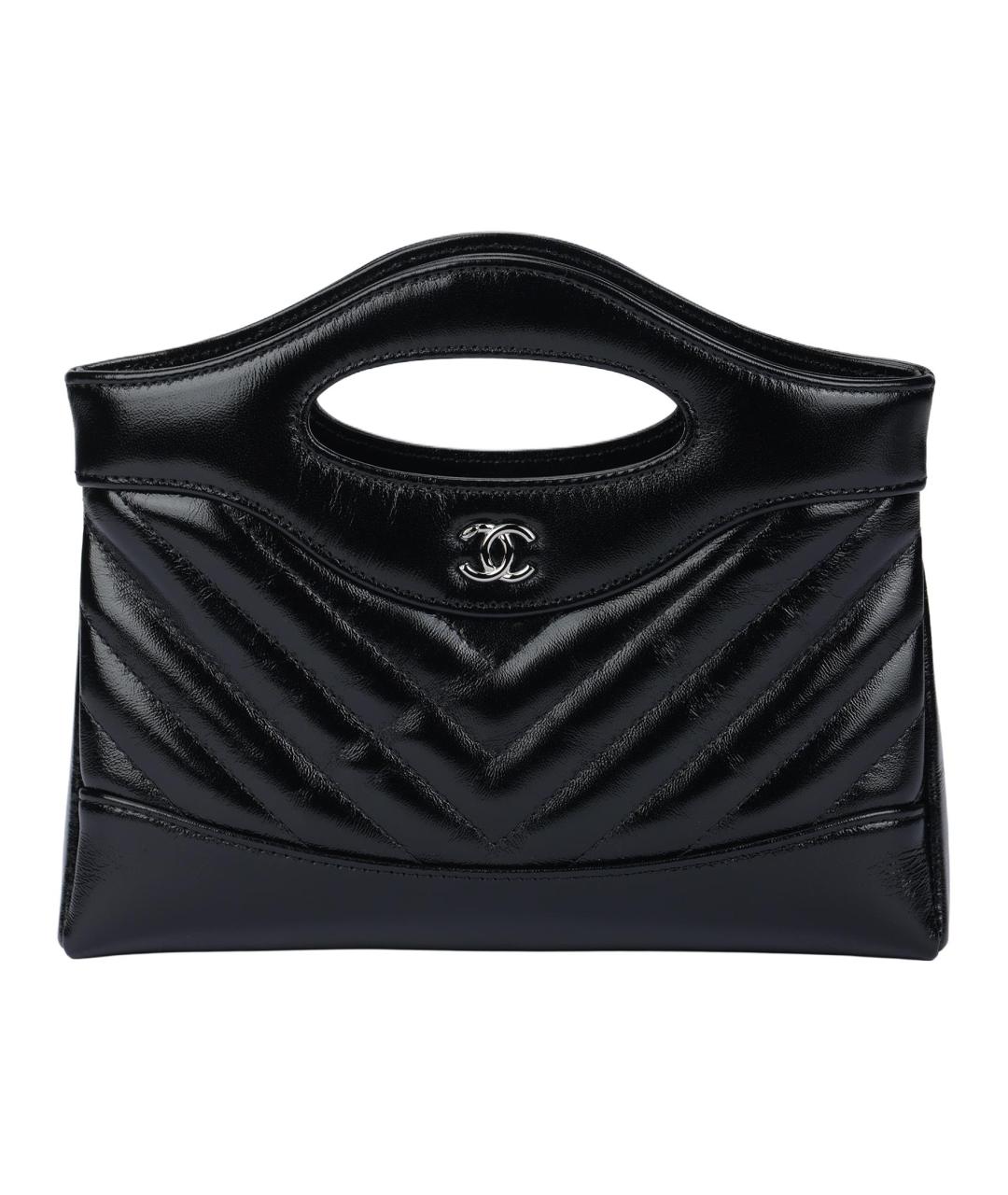 CHANEL Черная кожаная сумка с короткими ручками, фото 5