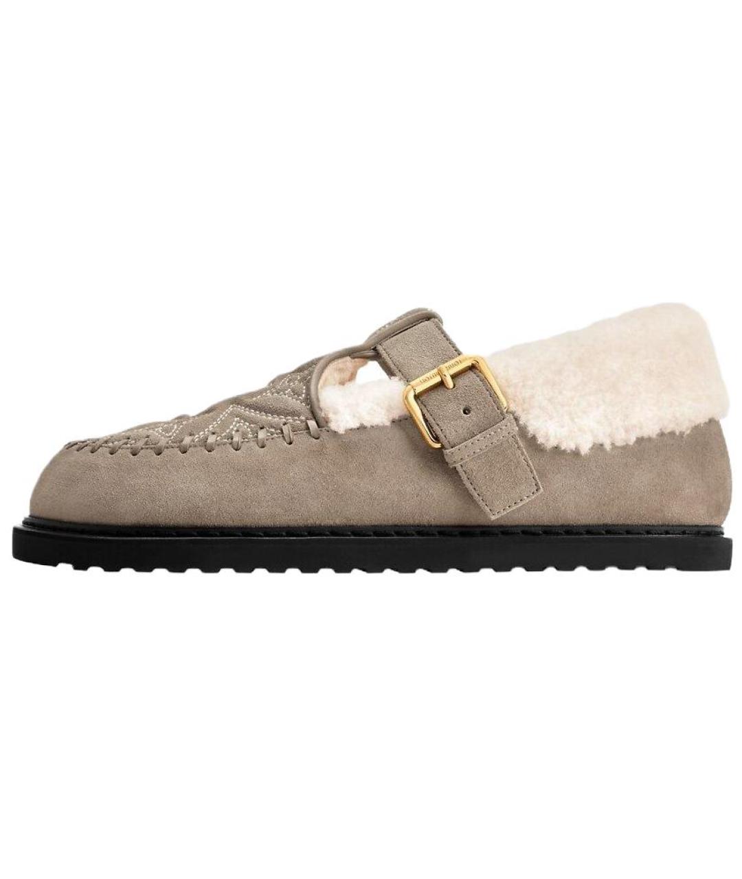 LOUIS VUITTON Бежевые нубуковые сабо, фото 2