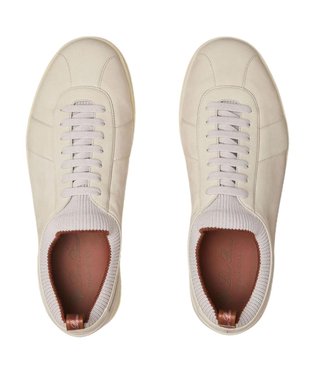 LORO PIANA Бежевые кожаные низкие кроссовки / кеды, фото 5