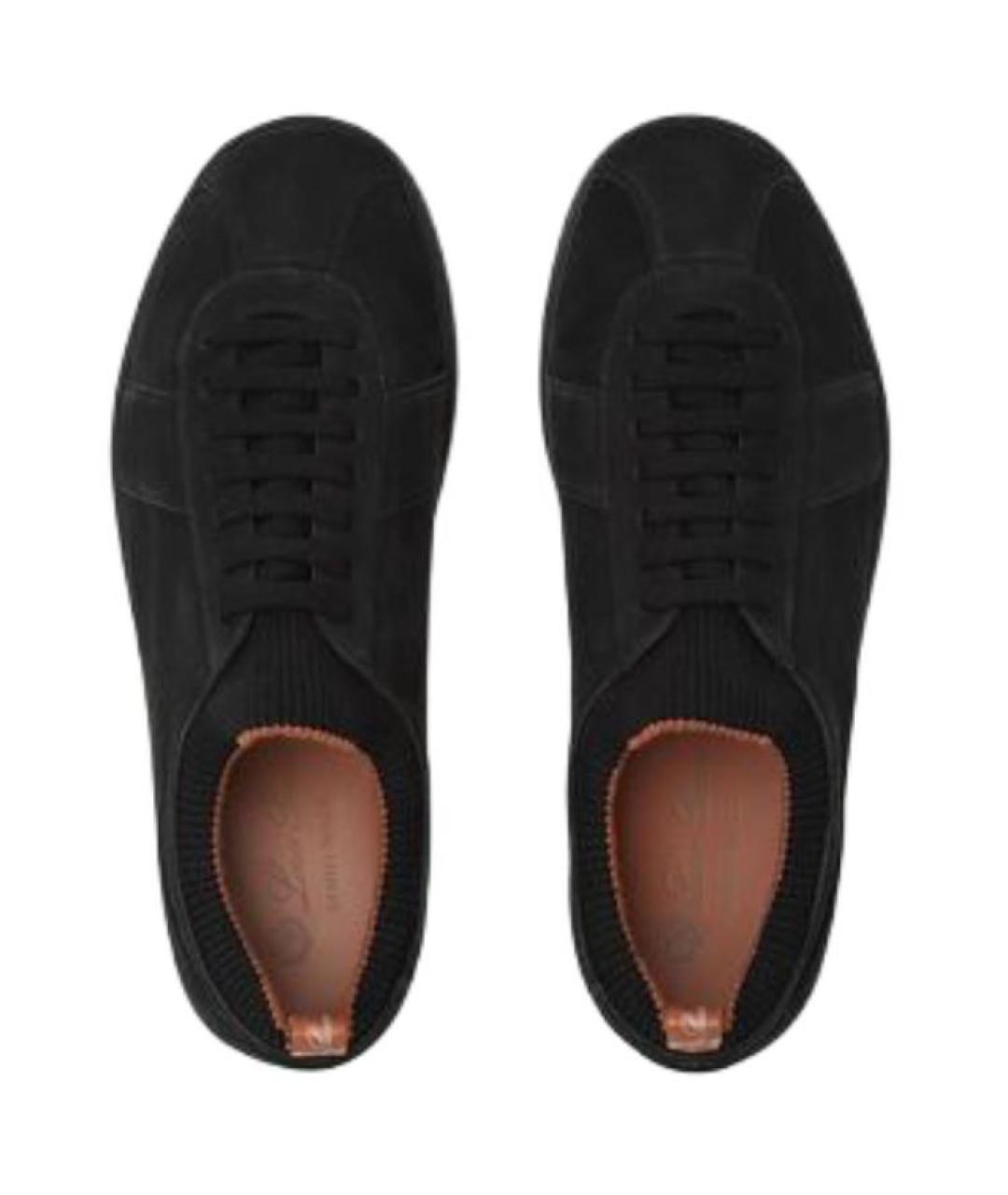 LORO PIANA Черные кожаные низкие кроссовки / кеды, фото 5