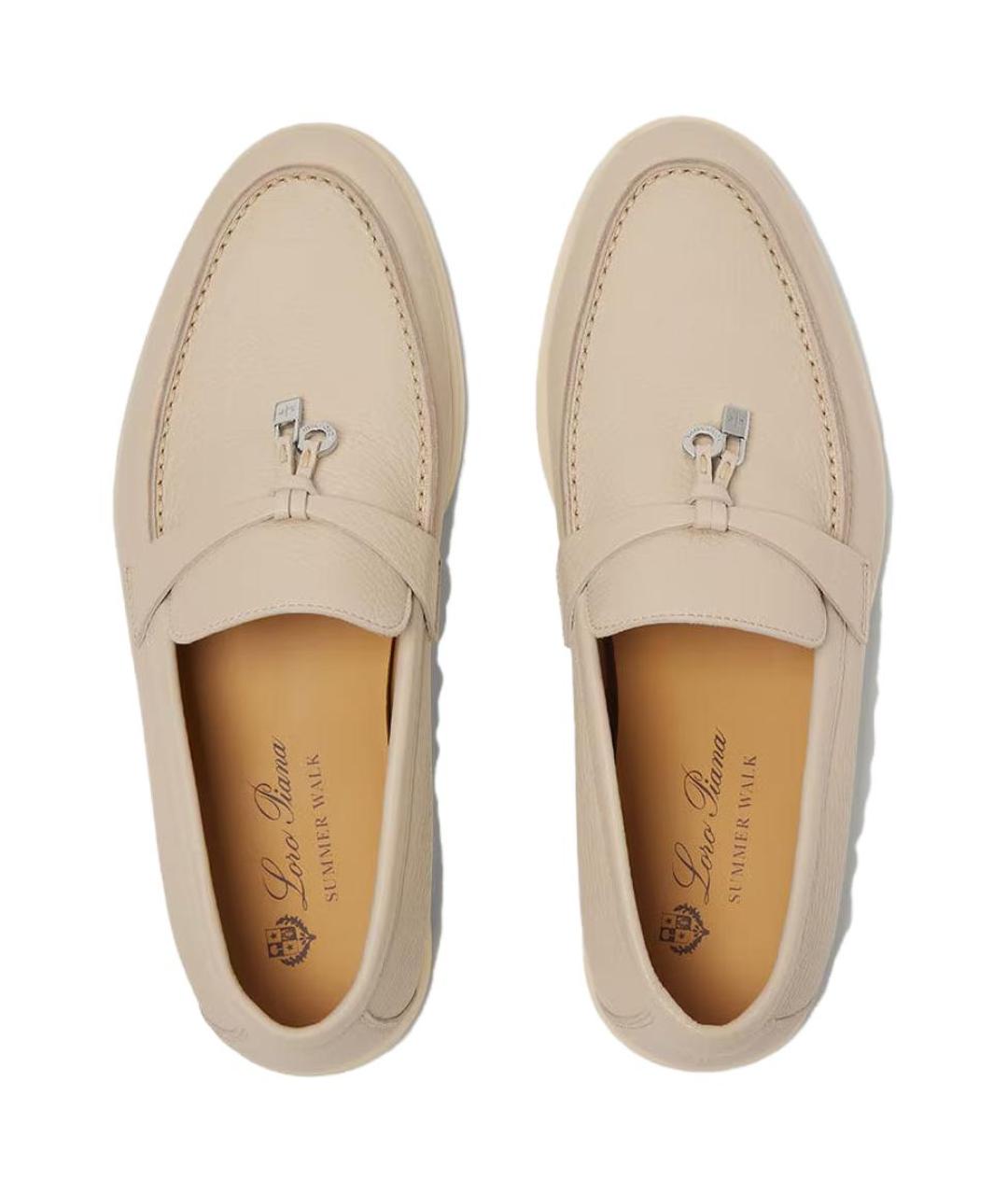 LORO PIANA Бежевые кожаные лоферы, фото 5