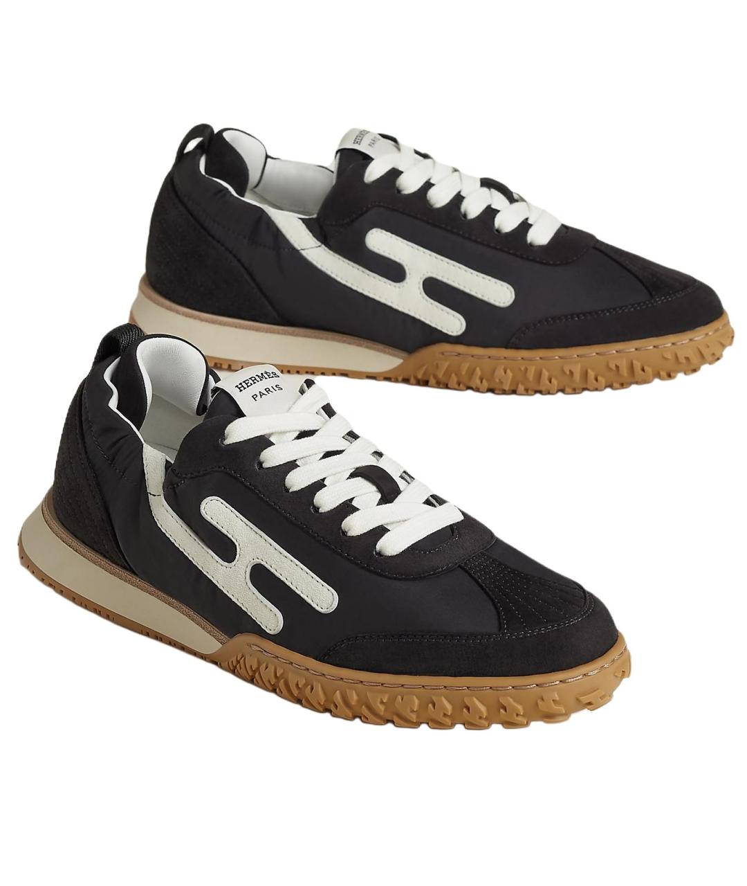 HERMES Черные кожаные кроссовки, фото 3