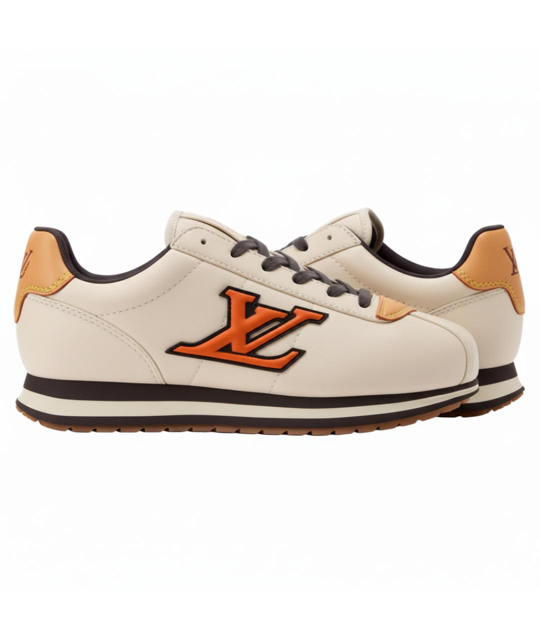 LOUIS VUITTON Бежевые кожаные низкие кроссовки / кеды, фото 5