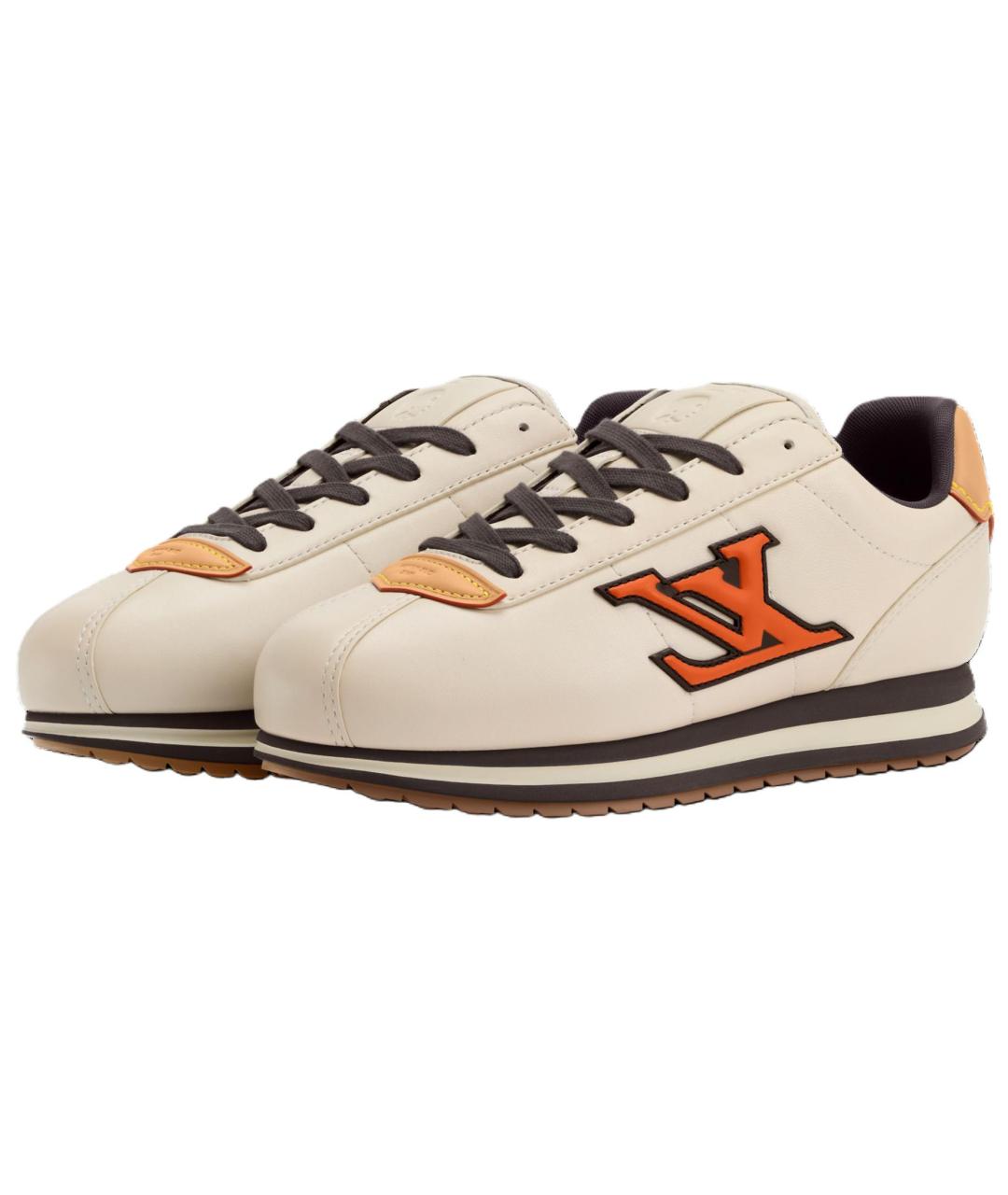 LOUIS VUITTON Бежевые кожаные низкие кроссовки / кеды, фото 4