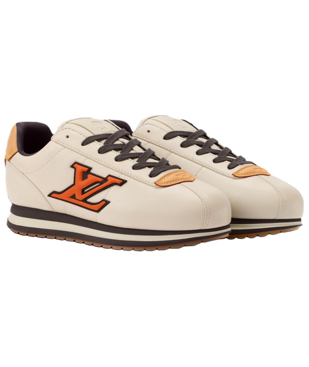 LOUIS VUITTON Бежевые кожаные низкие кроссовки / кеды, фото 3