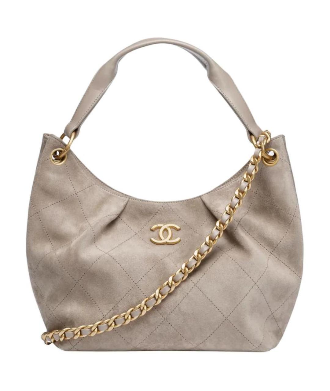 CHANEL Бежевая замшевая сумка через плечо, фото 1