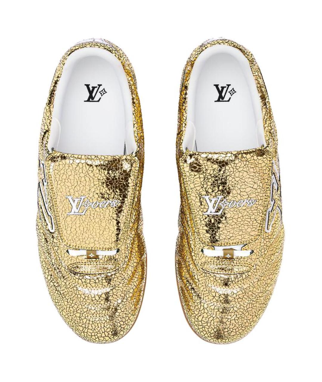 LOUIS VUITTON Золотые кожаные кеды, фото 4